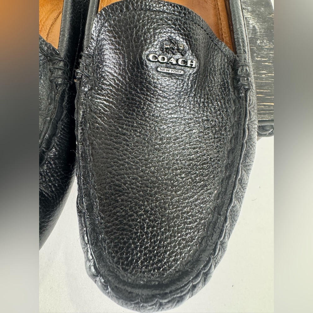 Coach Amber Driving Loafers Black Pebbled Leather Moccasins Women's 7.5B - Picture 4 of 10
